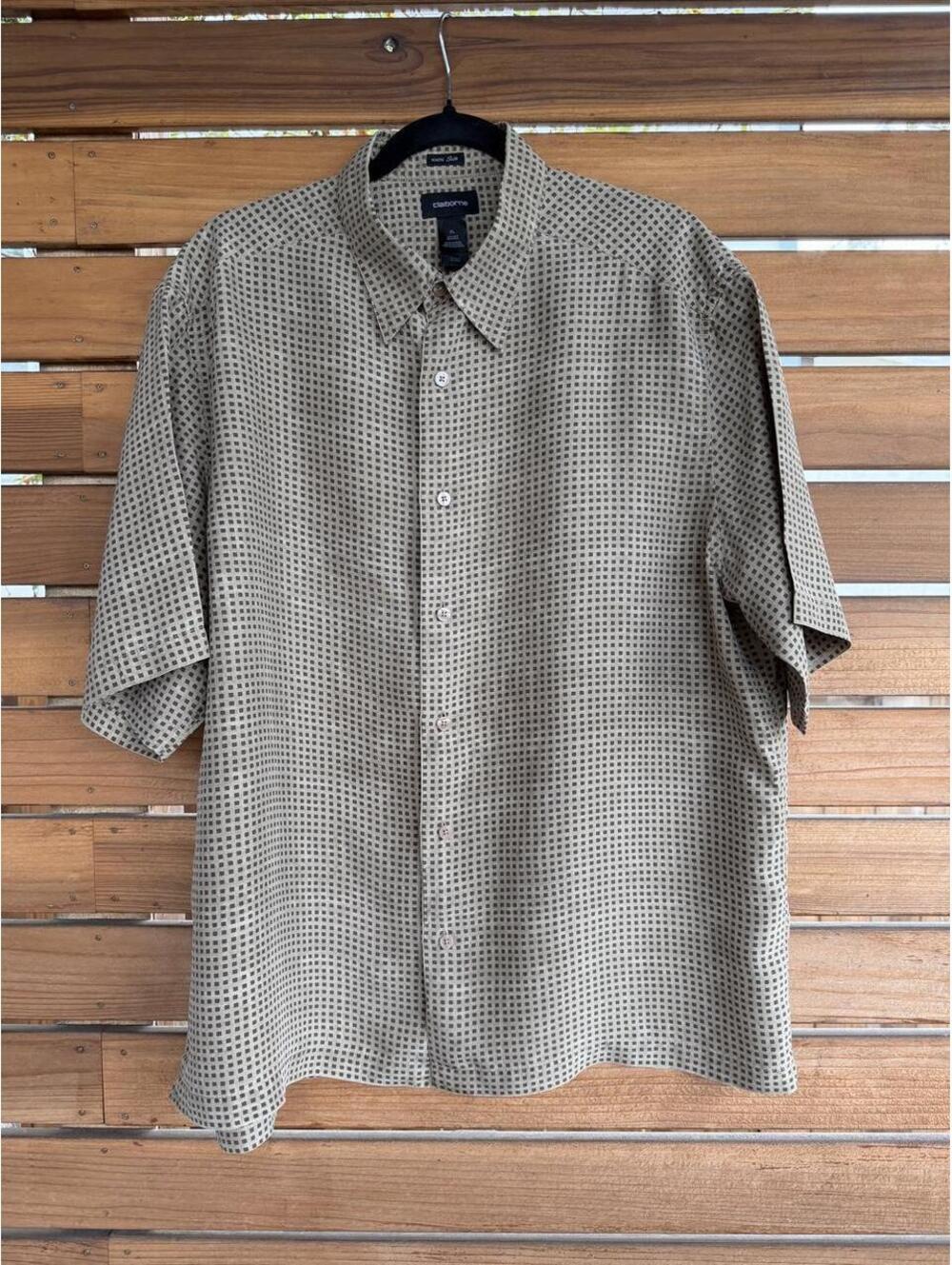 Vintage Claiborne 100% Silk Button Up Shirt Mens XL